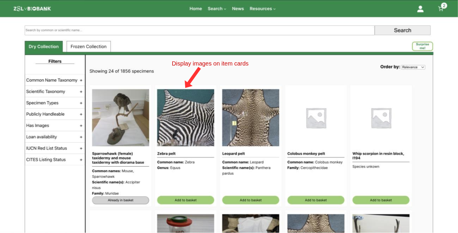 Dry collection search results